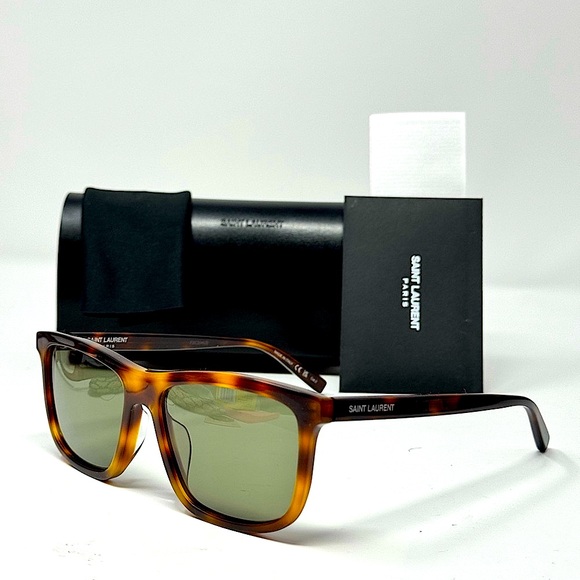 SAINT LAURENT SL501 003 Men’s Havana/Green 56-17-145 Sunglasses New Authentic - Picture 1 of 7